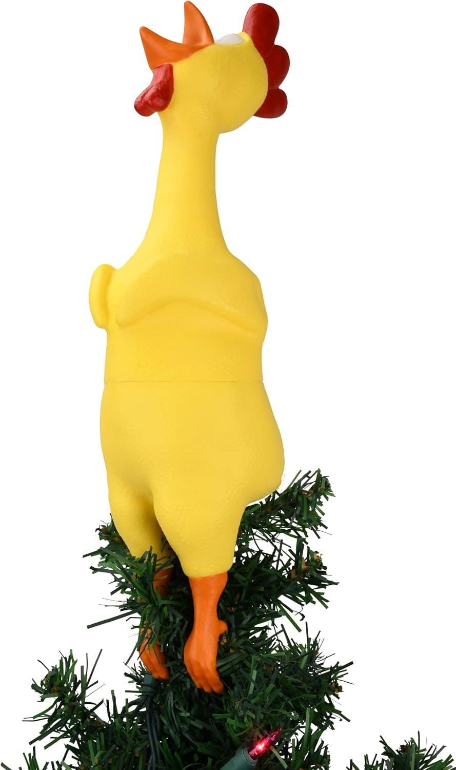 Hilarious Rubber Chicken Christmas Tree Topper