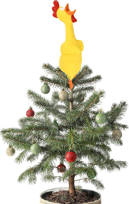 Hilarious Rubber Chicken Christmas Tree Topper