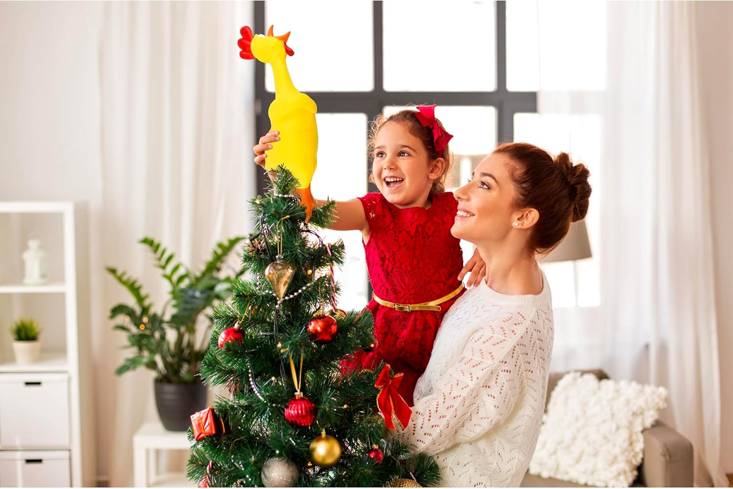 Hilarious Rubber Chicken Christmas Tree Topper