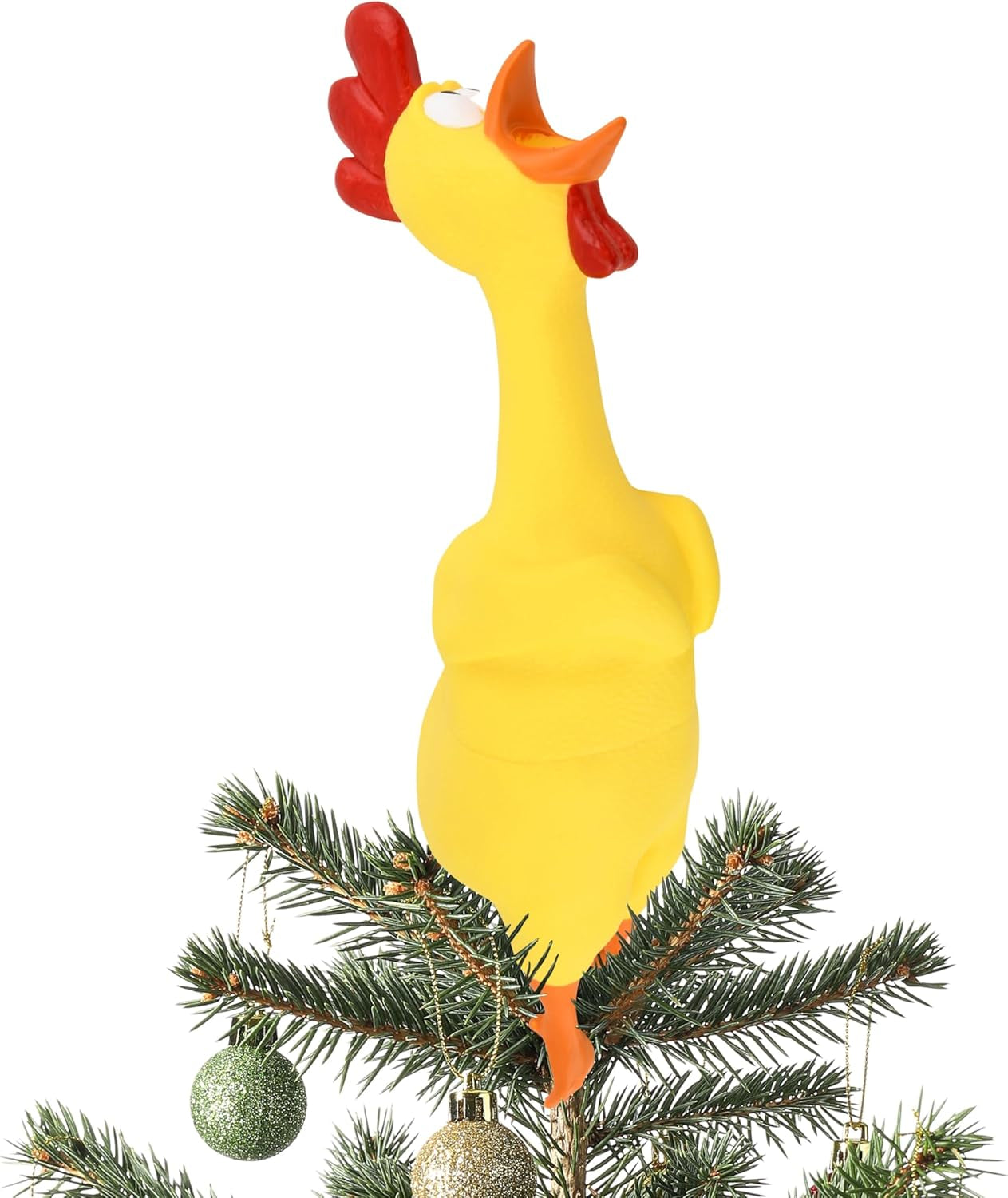 Hilarious Rubber Chicken Christmas Tree Topper