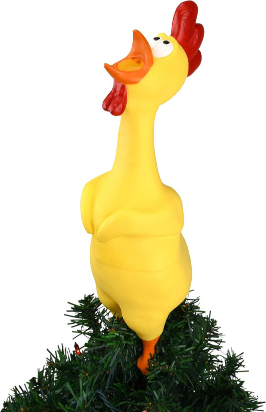 Hilarious Rubber Chicken Christmas Tree Topper